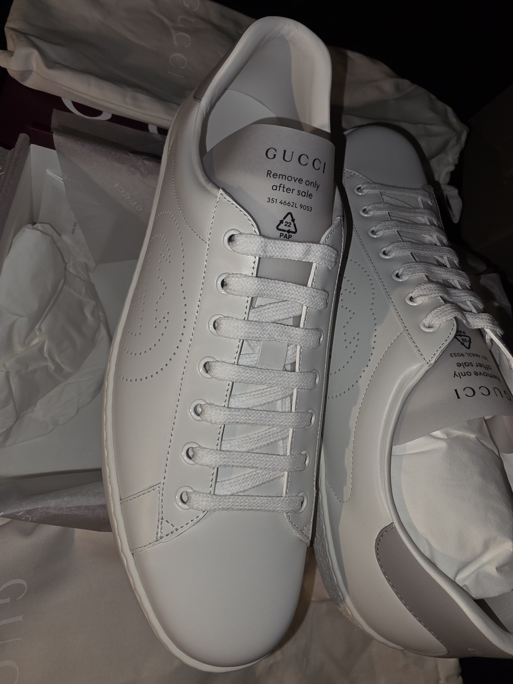 Authentic Gucci Ace Interlocking G White Low Sneaker / Men Size 12